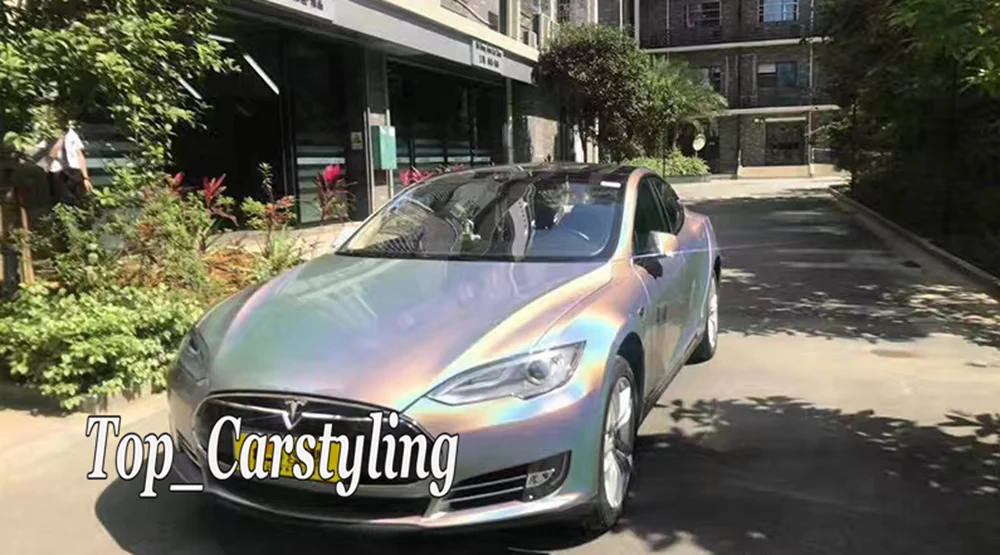 matte holographic silver flip flop car wrapping film with air free hologram (1)