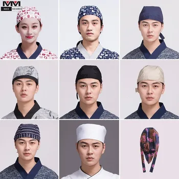 

Unisex Cotton Printing Chef Hat Japanese Restaurant Sushi Kitchen Baotou Hat Coffee Shop Bakery Shop Barber Shop Overalls Hat