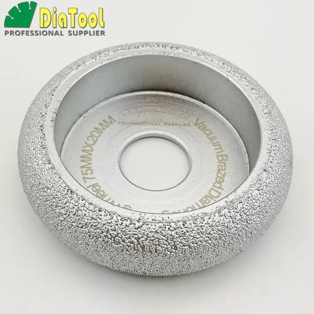 DIATOOL 5pcs Dia75mm (10/15/20/25/30MM) Vacuum Brazed Diamond CONVEX Grinding Wheel For Stone Artificial Stone Ceremics Concrete