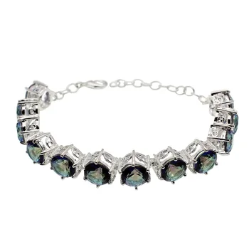 

Hermosa Jewelry Blue Fashion Tennis Bracelet Silver Color Bracelets 8 inch Adjustable QA130