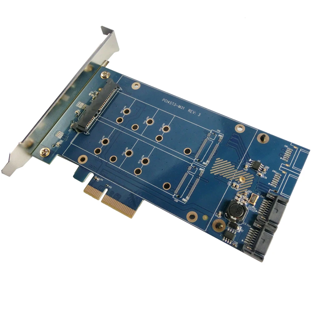 PCIe X4 до 2," SATA+ m.2+ 2 порта SATA3.0, SATA Riser Card PCIe to SATA 2,5" SSD адаптер PCIe to M.2 конвертер с функцией RAID