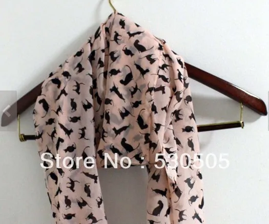 

Rose Pink Cat Scarf Chiffon Scarf with Cute Cat Print Christmas Gift Soft and Silky Scarf Kitty Scarf Girly Accessories