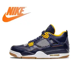 Официальный оригинальный Nike Air Jordan 4 Dunk сверху AJ4 Для мужчин Мужская баскетбольная обувь средний Cut дышащий нить кроссовки 308497-425