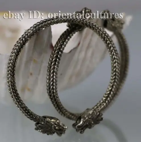 

Tribal exotic chinese handmade miao silver bracelet(one pair) 28%