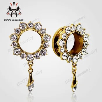 

KUBOOZ Dangle Ear Plug Tunnel Screw Piercing Stretcher Stainless Steel Body Jewelry Fashion Gauges Earrings Festival Gift 0G 00G