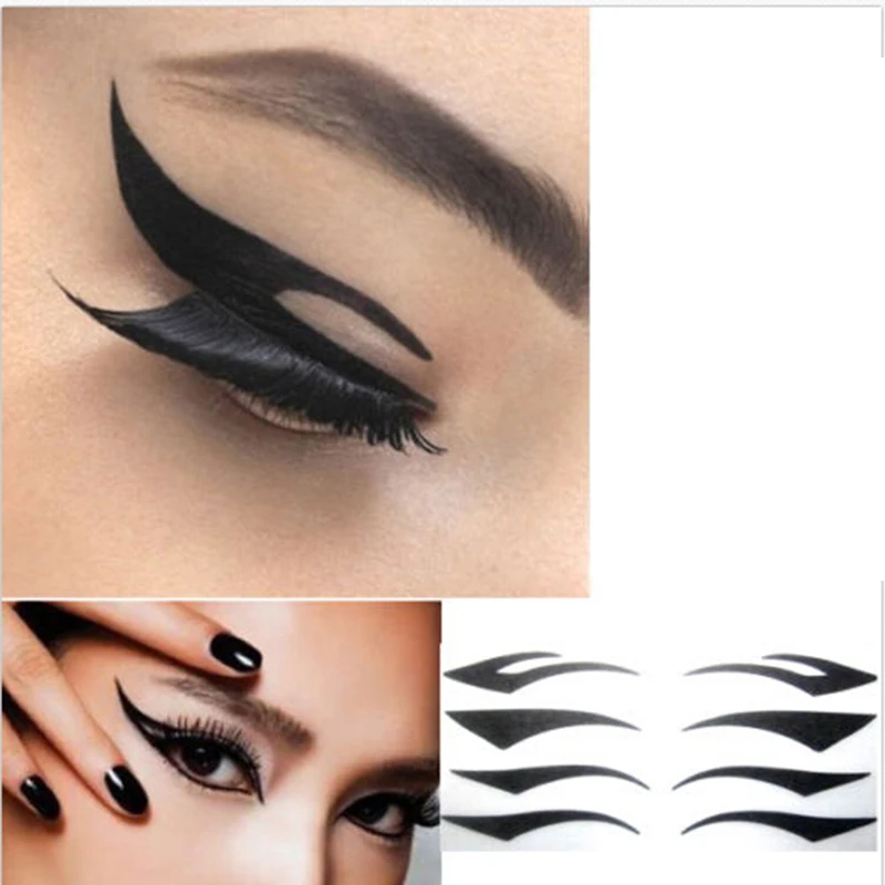 

4 Pair Black Eyes Sticker Cat Style Eyeliner Sexy Temporary Double Eyeshadow Eyelid Tape Smoky Tattoo Eye Makeup Tools