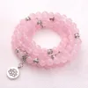 Bracelet Mala de 108 perles en quartz rose