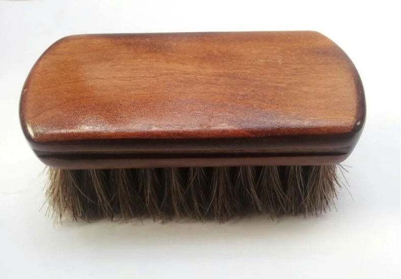 1 Pcs Genuine Horsehair Bristles Brush Wooden Handle Leather Boot Shoes