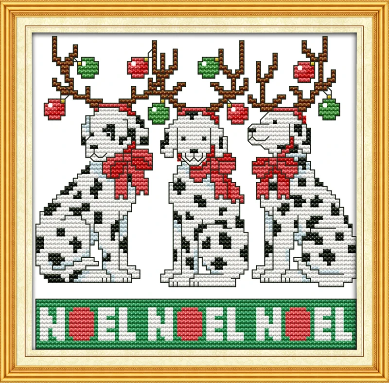 

Joy Sunday The Christmas dogs DIY Counted Cross Stitch 11CT14CT Embroidery Needlework Cross Stitch Set Chinese Cross-stitch Kit