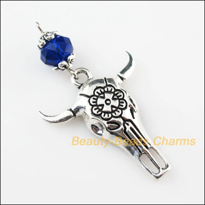 6pcs Cow Charm Tibetan Silver Tone Pendant Charms Pendants 23x10mm