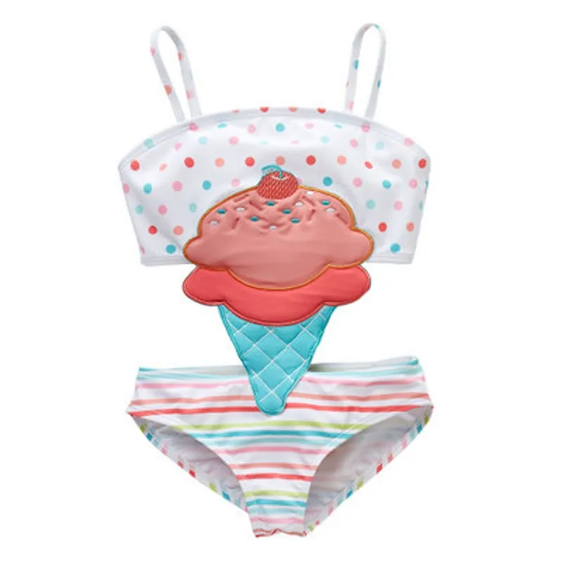 2019 Novo Navio da Gota One-preço Swimsuitgirl Criança Bodysuit Roupa de Banho Amarelo Abelha Maiô Bebê Biquíni Sorvete de Banda Desenhada Sunsuit 3 peça swimsuitgirl criança bodysuit roupa de banho