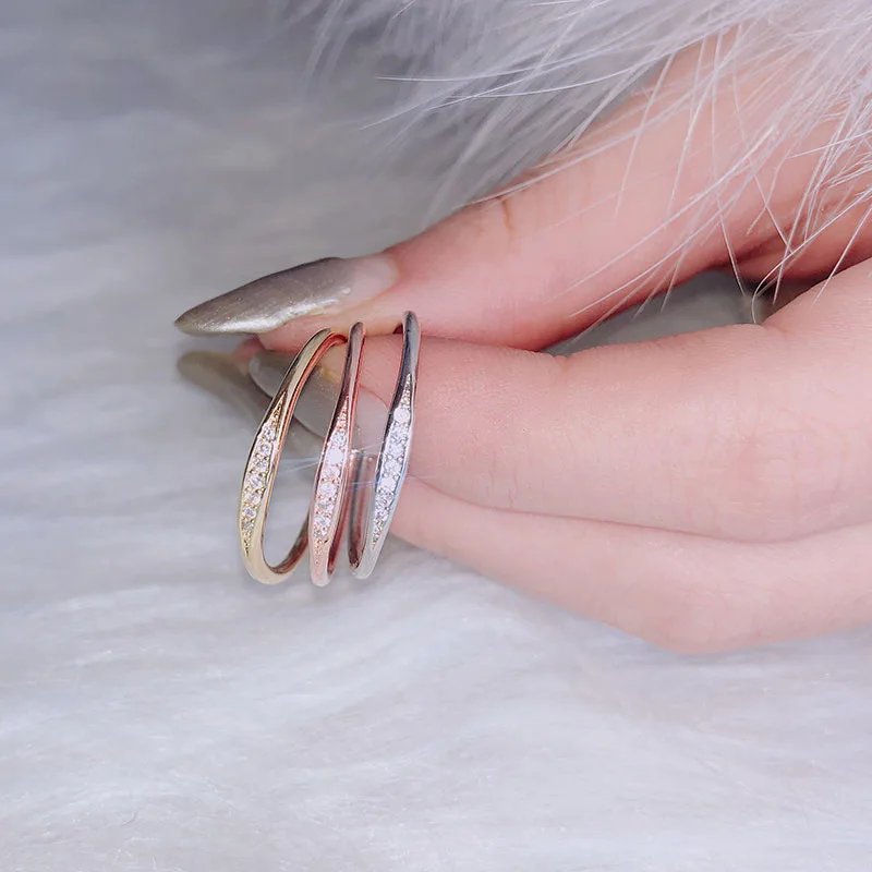 

Ladies Wedding Micro CZ Rings For Women Delicate Rose & White & Gold-Color Fashion Jewelry Gift For Girls KBR305-M
