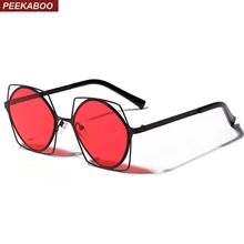 Солнцезащитные очки Peekaboo polygon для мужчин, черные, красные, солнцезащитные очки для женщин, винтажные, uv400, металлическая оправа, полые, вечерние, подарок