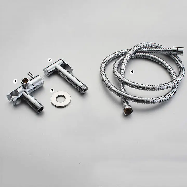 Латунный Ручной Биде Душ Shattaf Spray Kit с запорным клапаном и скрытой установкой