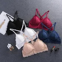 Сексуальный женский кружевной топ с перекрестными ремешками и треугольными бретельками