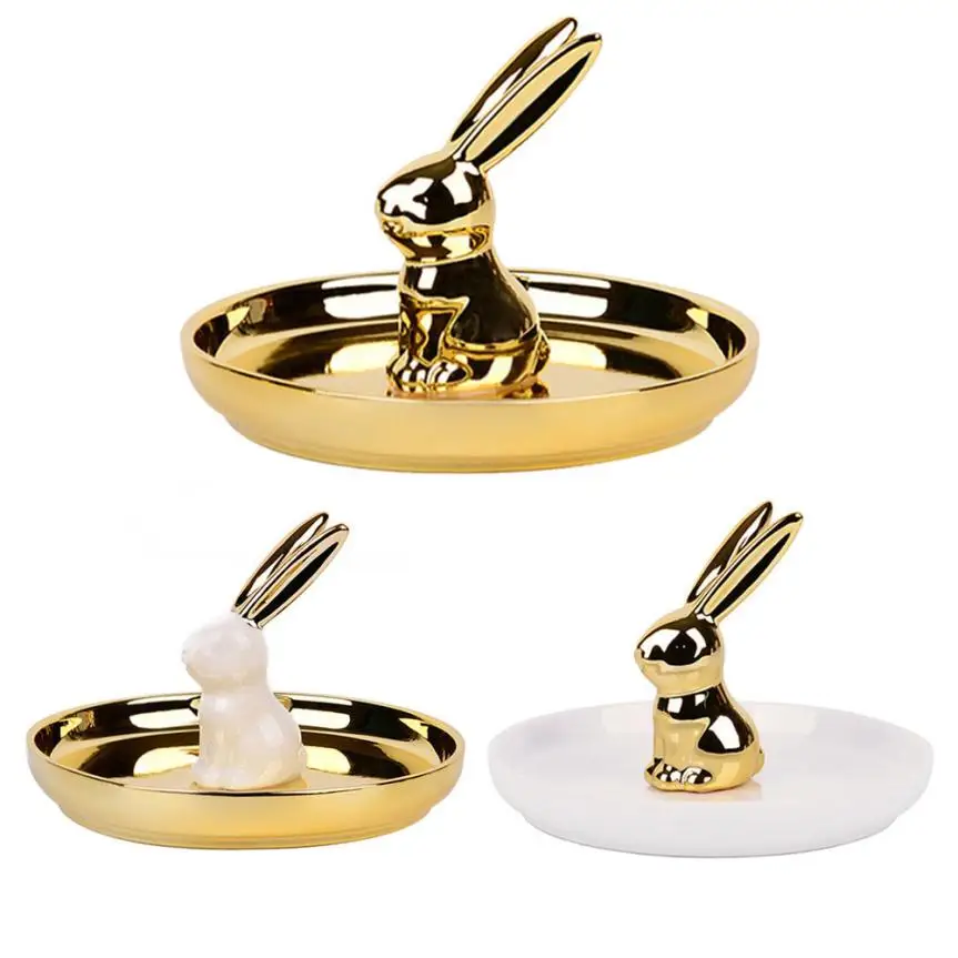 ZMHEGW украшения в форме кролика, Сервировочная тарелка, керамический поднос для хранения, украшения, тарелка для сервировки стола