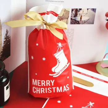 

2018 new 50pcs Christmas gift bag, red snow shoes, drawstring bag, fashionable and creative gift wrapping gift bag