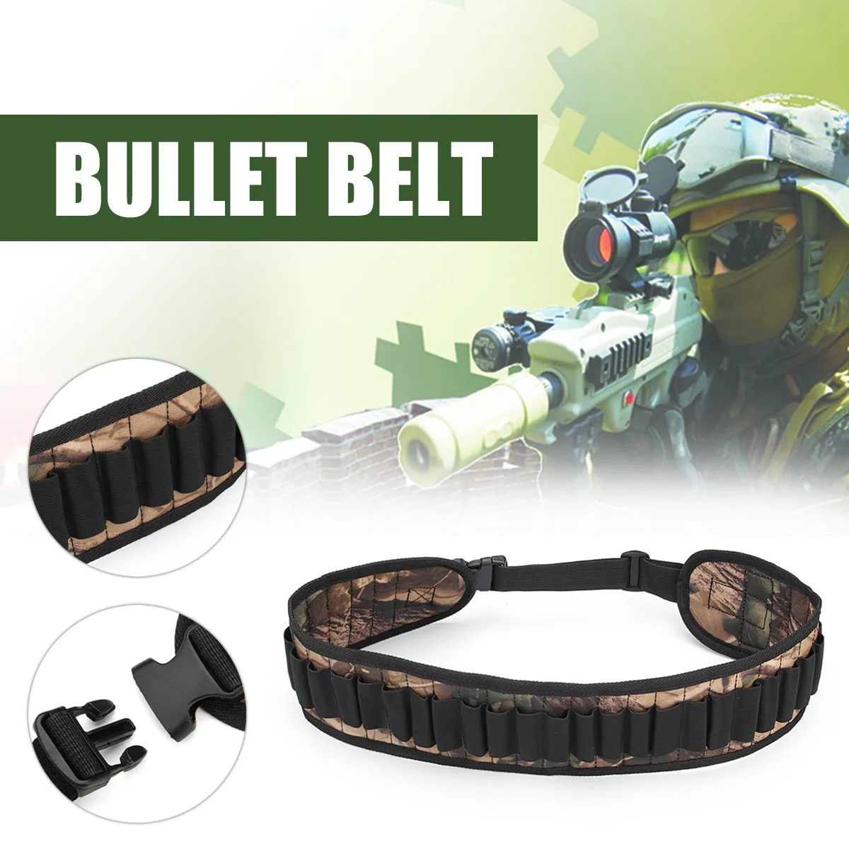 30 Hole Outdoor Hunting Shooting Belt Ammo Holder Belt Tactical Bag