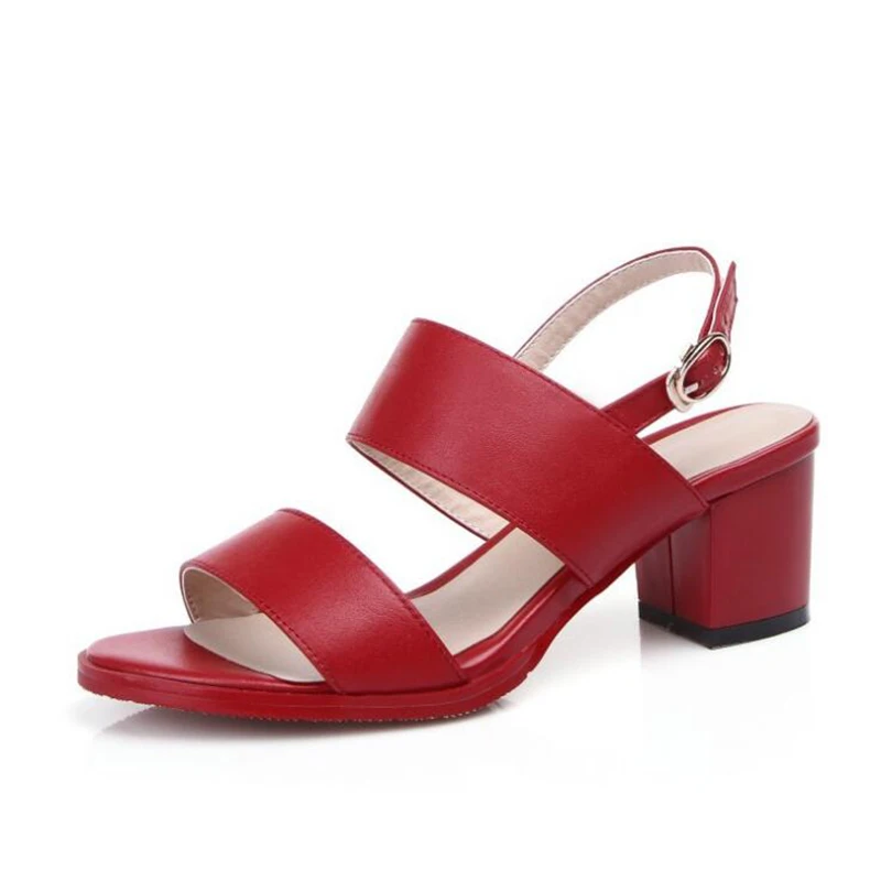 

Women Sandals Summer Genuine Leather Heels Open Toe Women's Sandals Low Heel Woman Shoes Sexy Back Strappy Platform Sandals