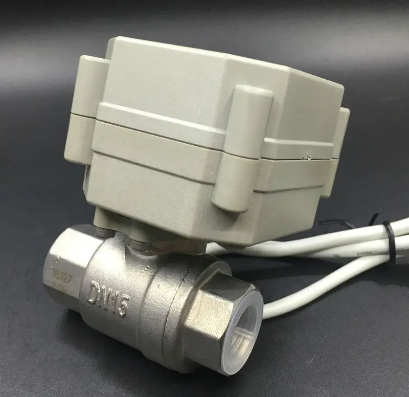 Tf15-s2-c 12 В 24 В DN15 Электрический шарик Клапан ss304 BSP/NPT 1/2 ''dc9v-35v 3/7 провода из металла Шестерни ON/OFF 5 сек для воды Управление