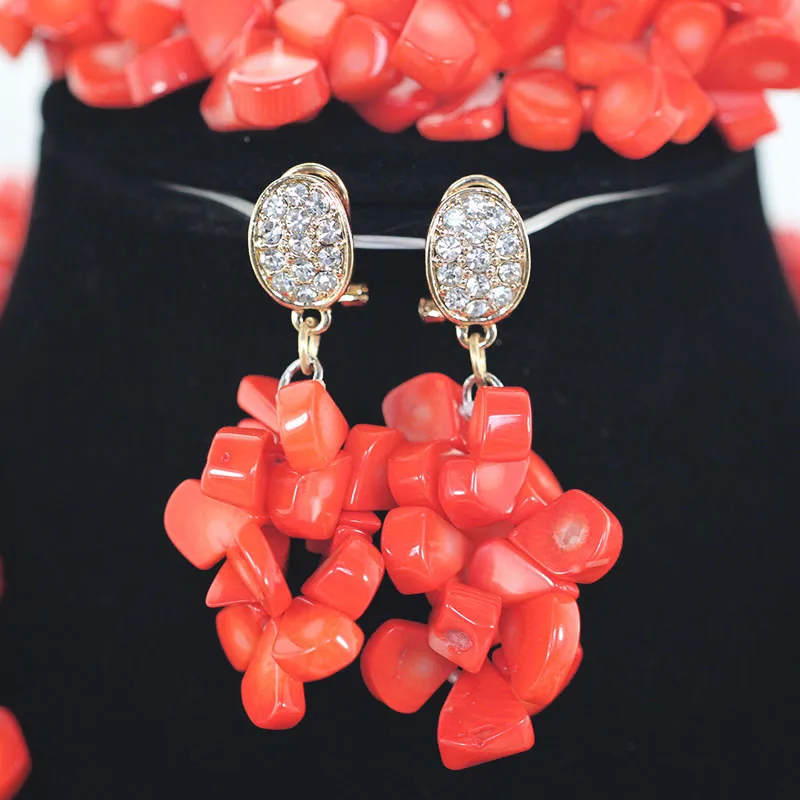 Модные оранжевые нигерийские коралловые бусы ювелирный набор настоящие