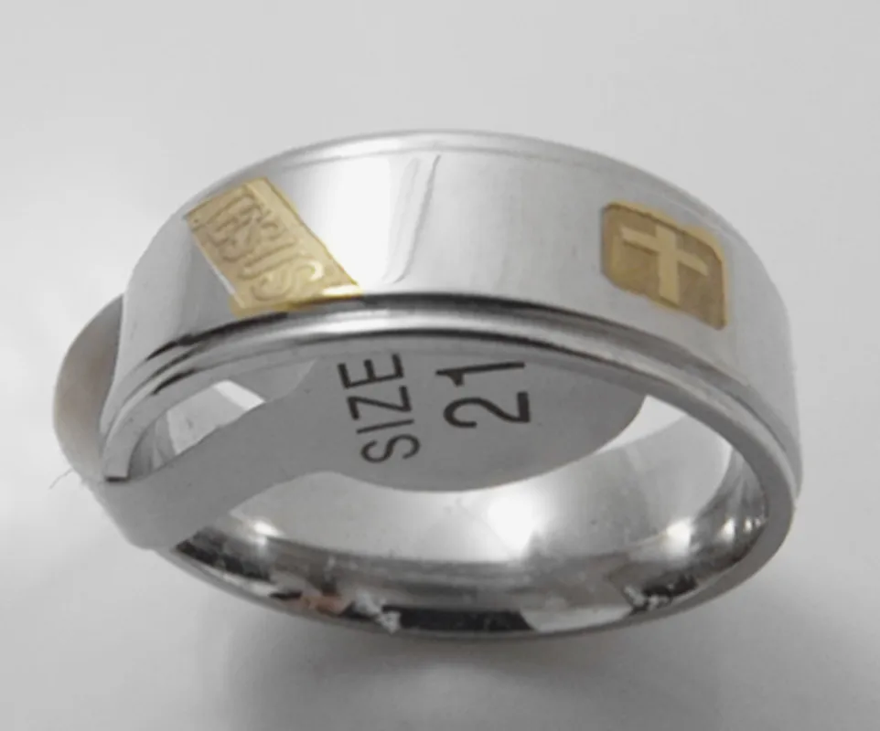 

sell 6 pcs Fashion Corroded cross twill JESUS STAINLESS STEEL RINGS
