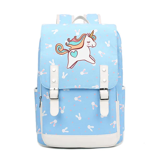Милые школьные сумки с единорогом для девочек-подростков, рюкзак с радужным принтом единорога, женский рюкзак для путешествий, розовые сумки из парусины - Цвет: 6