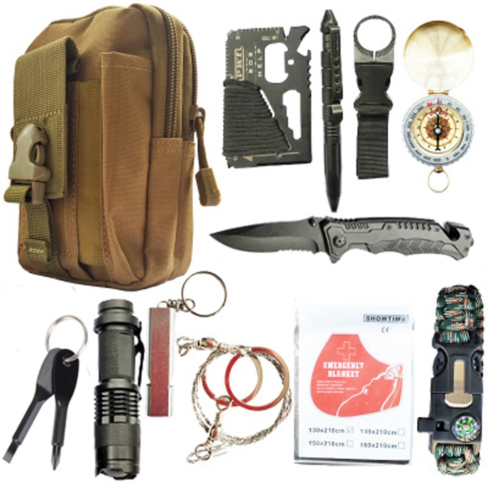 Online 12 in 1 überleben kit Set Outdoor Camping Reise Multifunktions Erste hilfe SOS EDC Notfall Liefert Taktische für Wildnis