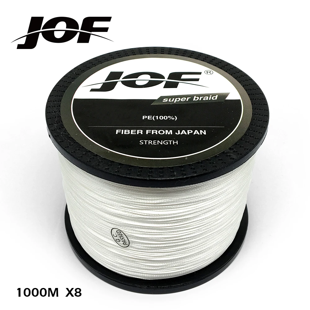 JOF рыболовная леска 100 м 150 300 500 1000 12lb 78lb PE Белый Плетеный 8 нитей океанская пляжная