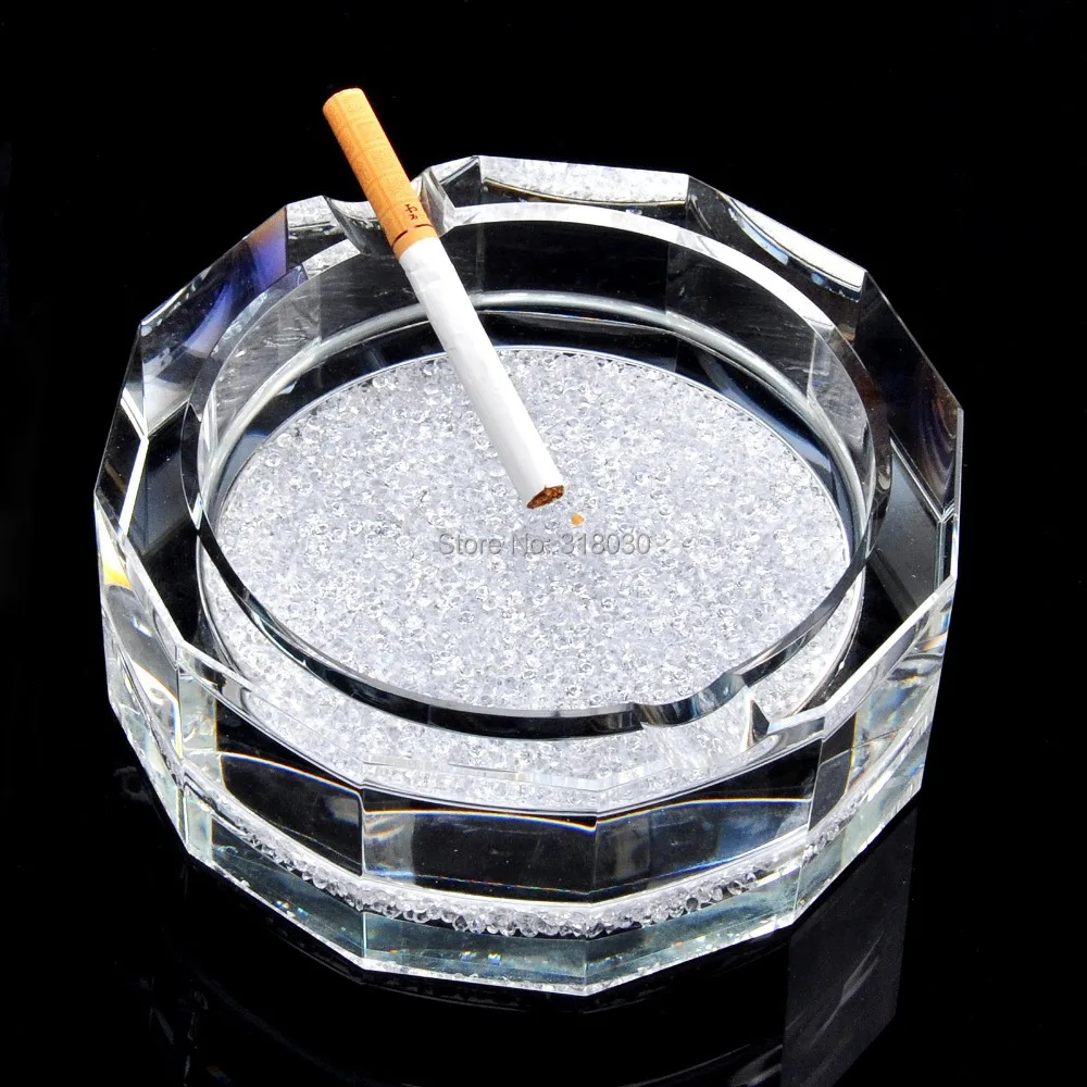 5PC Top Quality Elegant crystal Glass Ashtray with Bling Diamond