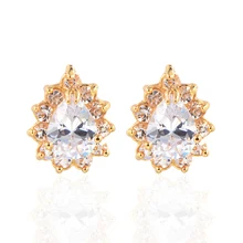 Женские серьги с кристаллами, золотой цвет, CZ серьги-гвоздики, ювелирные изделия, свадебные подарки для вечеринки