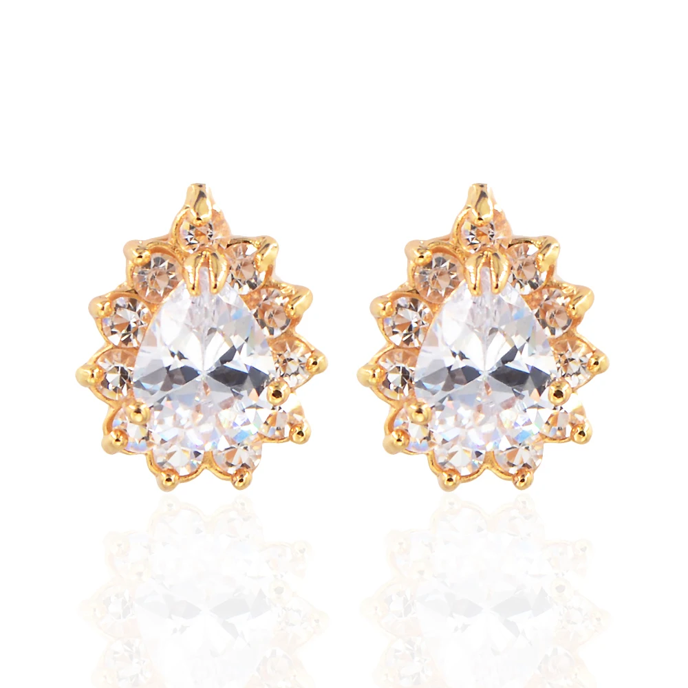 

Women Crystal Earrings Gold Color CZ Stud Earrings Jewelry Wedding Party Gifts