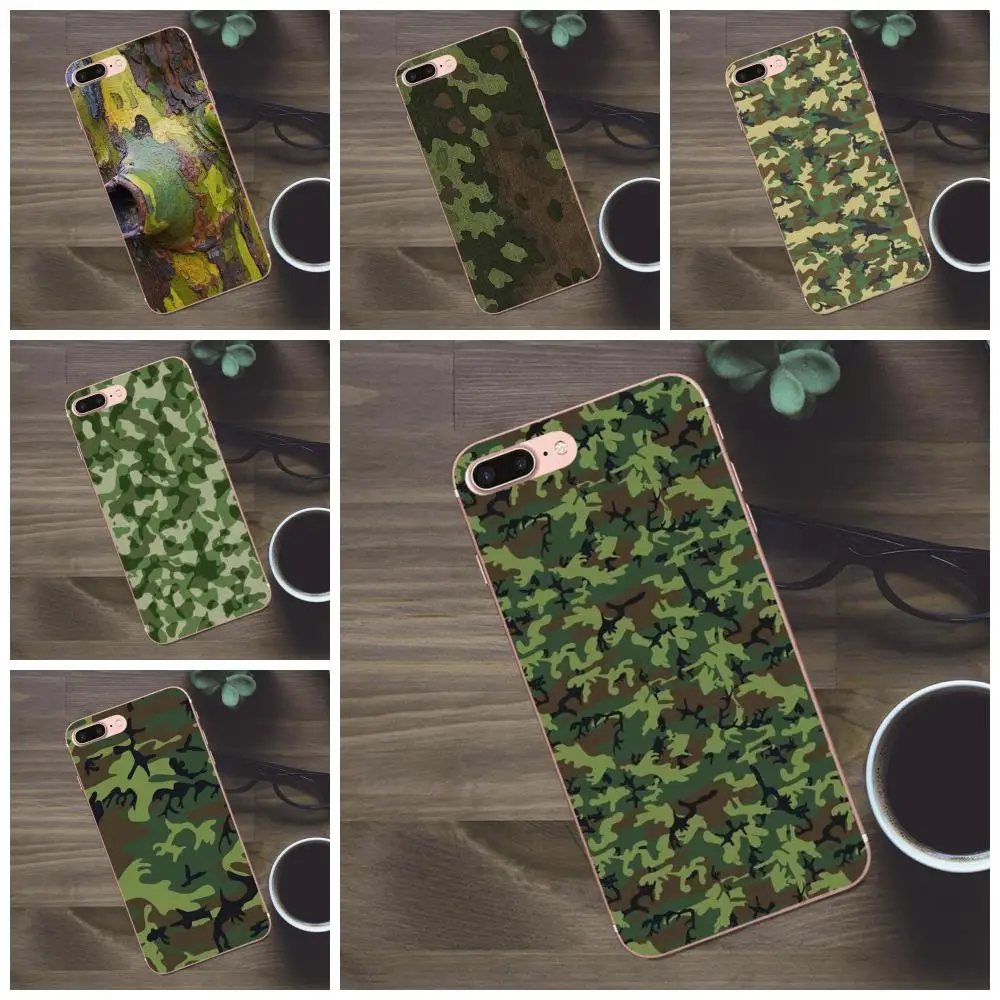 Мягкий силиконовый чехол армейский зеленый Камуфляжный узор для Apple iPhone X 4 4S 5 5C SE 6