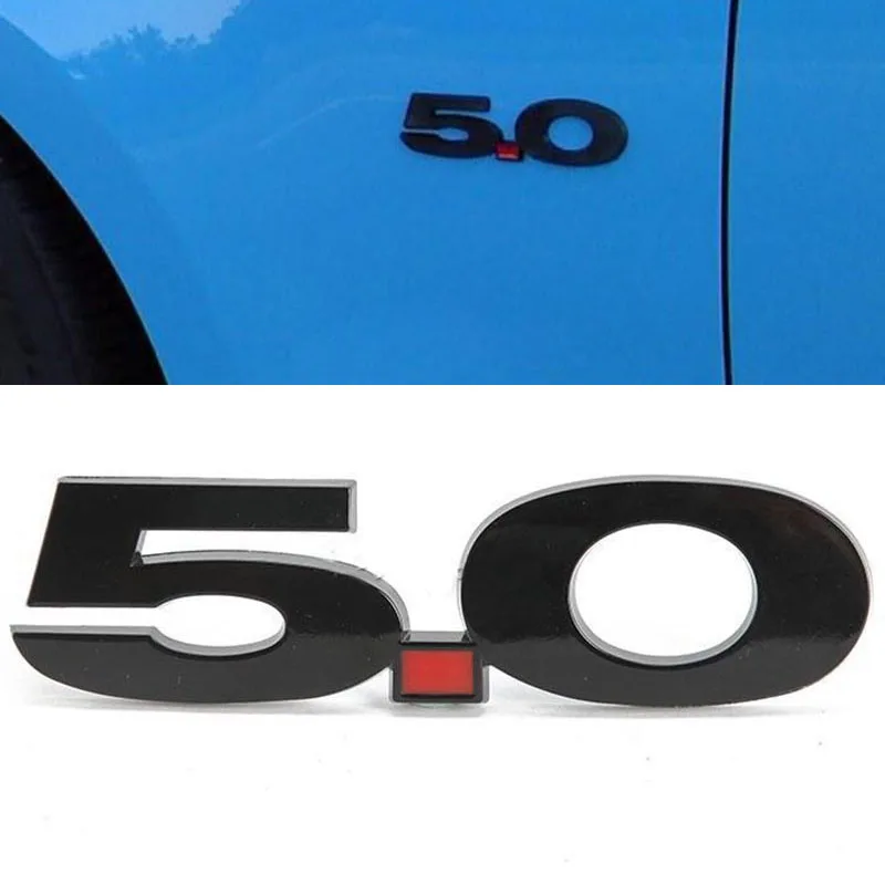 JX-LCLYL 1pc Logo 3D 5.0 Side Fender Emblem Badge Sticker for Ford Mustang Black