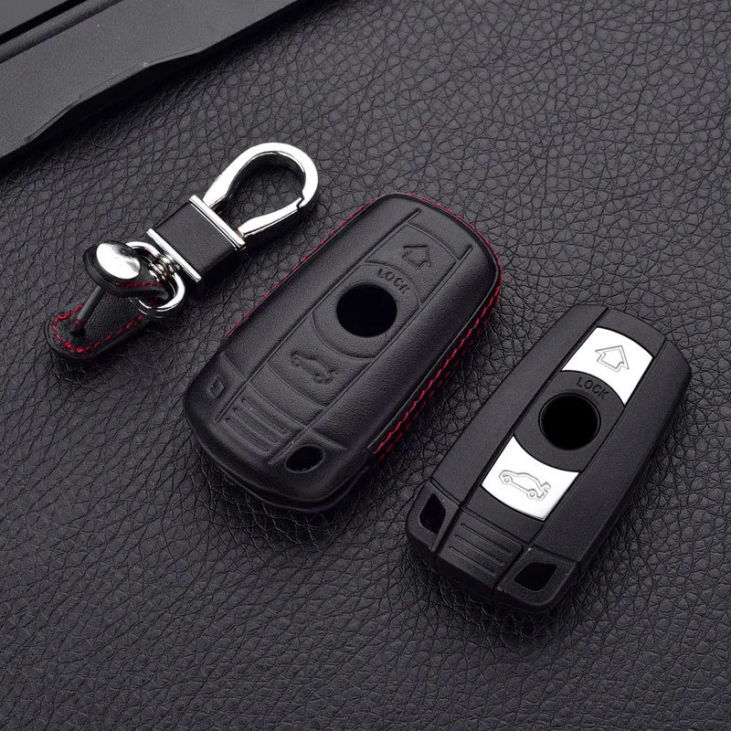Leather Car Key Cases Key Holder KeyChain Cover for BMW E90 E60 E70 E87