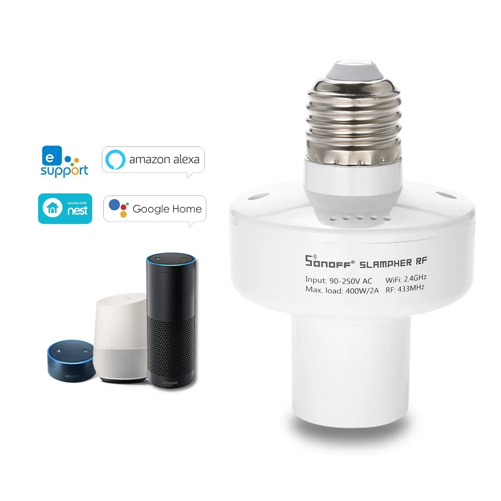 

Sonoff Slampher Smart WiFi Light Holder Wifi Switch Smart Home E27 Bulb Holder Interruptor for Alexa Google Home