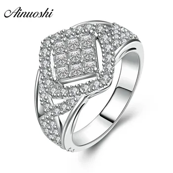 

AINUOSHI Trendy 925 Sterling Silver Women Wedding Ring Lady Engagement Anniversary Ring Lover Party Anniversary Gifts Jewelry