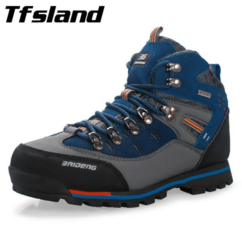 

Tfsland Men Waterproof Genuine Leather Outdoor Hiking Shoes New Male Sport Shoes Trekking Mountain Climbing Suede Boots Sneakers