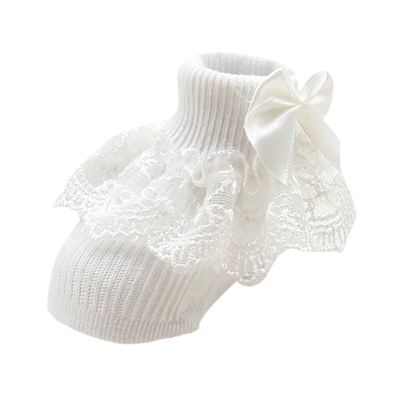 Летние для новорожденных милый жемчужина цветок рюшами Кружево принцессы Носки для девочек детские теплые Однотонная одежда Носки для девочек - Цвет: YTM1339 White