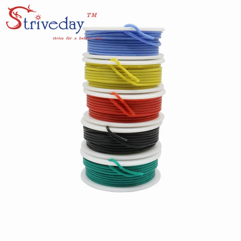 30m/box 24 AWG 5 colors 6 m/roll Flexible Silicone Rubber Tinned Copper Wire 30m/box 24 AWG 5 colors 6 m/roll Flexible Silicone Rubber Tinned Copper Wire