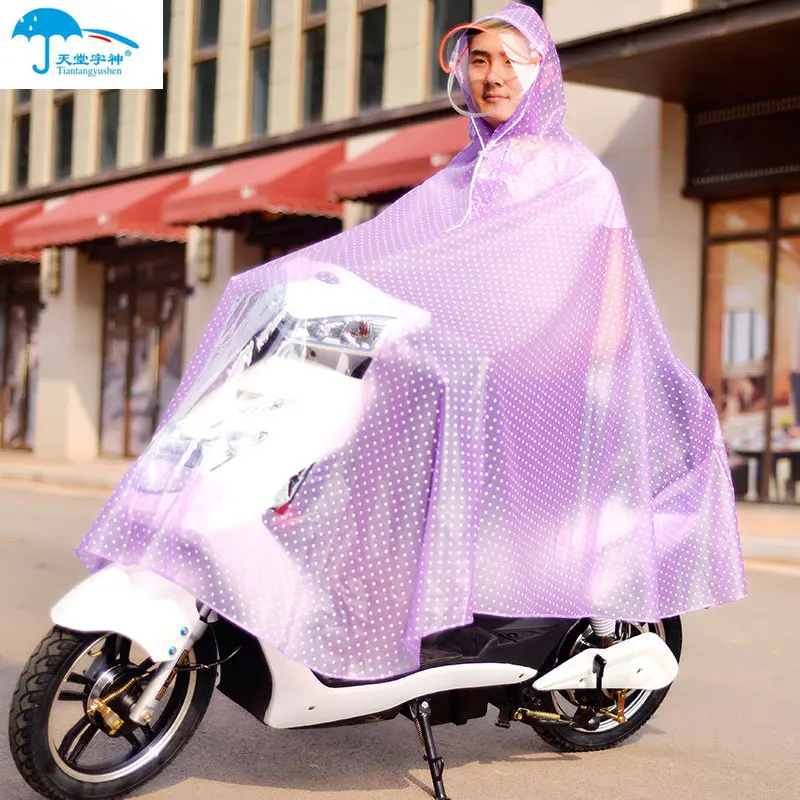 Женский прозрачный дождевик водонепроницаемый пончо для верховой езды увеличенный двухэтажный велосипед для взрослых электромобиль одиночный для мужчин и женщин ПВХ - Цвет: Purple wave point