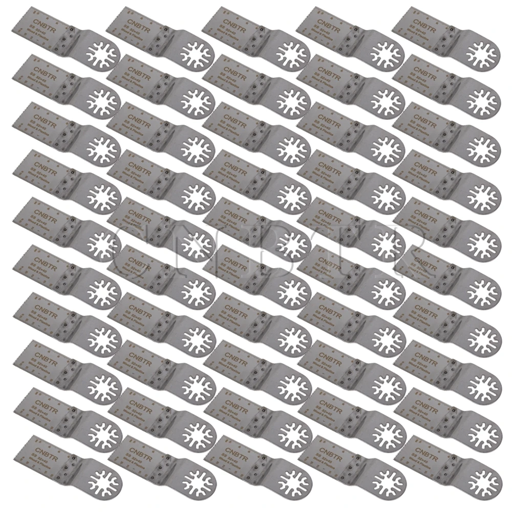 

50PCS CNBTR 32x40mm Silver Oscillating Multitool Universal Saw BladesSharp Teeth
