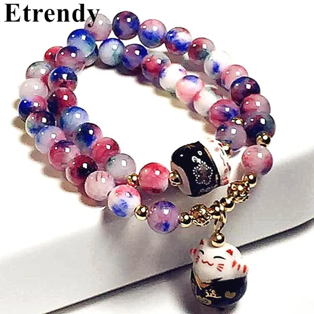 Lucky Cat Crystal Natural Stone Bracelet Multilayer Beaded Bracelets Lucky Cat Crystal Natural Stone Bracelet Multilayer Beaded Bracelets For Women Jewelry Female Gift