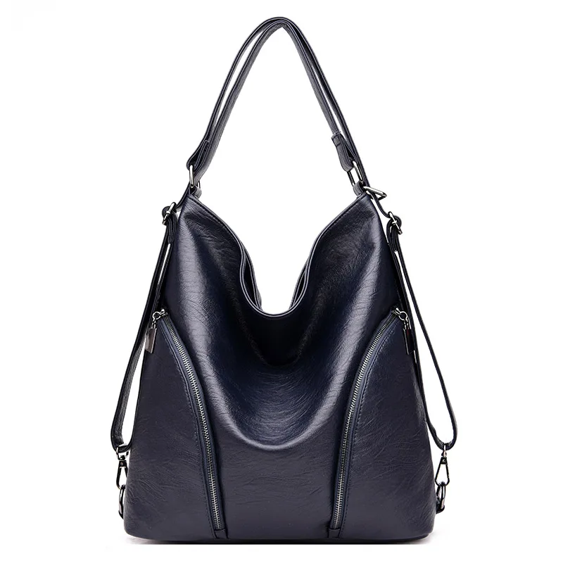 Vfemage Ретро повседневные сумки-тоут женские сумки многофункциональные кожаные женские сумки через плечо большая Вместительная женская сумка через плечо Хобо - Цвет: Blue