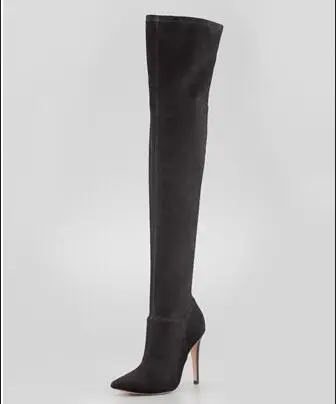 Fashion New Boots Fine With Boots Long Canister Boots Knee Leg Elastic High-heeled Shoes Over-The-Knee