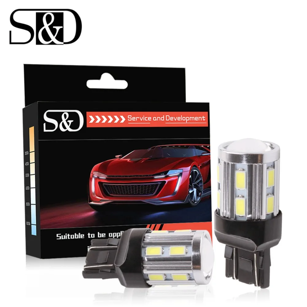 

2pcs 7443 7440 Car LED bulbs 12 SMD 5730 W21/5W 5W High power Led Chip lamp Bulbs car light source parking Yellow white red