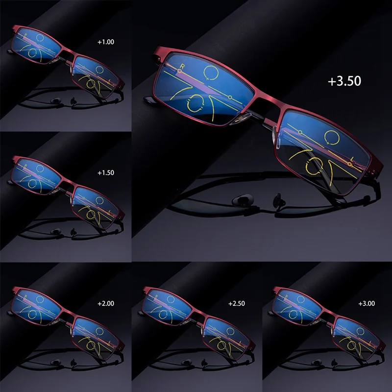 Полнорамочные очки с мультифокусом, прогрессивные линзы из смолы, дистанционные двойные прогрессивные бифокальные очки для женщин и мужчин, очки для чтения