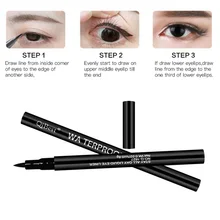 QiBest Горячая подводка для глаз ручка Водонепроницаемая жидкая подводка в ручке долговечная Черная Подводка для глаз тонкие линии косметические инструменты быстросохнущая TSLM1