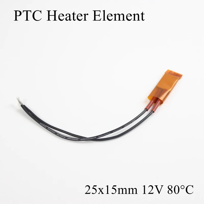 

1pc/lot 25x15mm 12V 80 Degree Celsius PTC Heater Element Constant Thermostat Insulated Thermistor Ceramic Air Heating Plate Chip