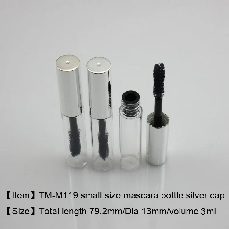 500pcs/lot, Free Shipping, shiny silver cap mascara tube 4ml round
